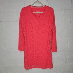 Coolibar Women's Medium Shirt Dress Long Sleeve Knee Length UPF50+ Coral Pink